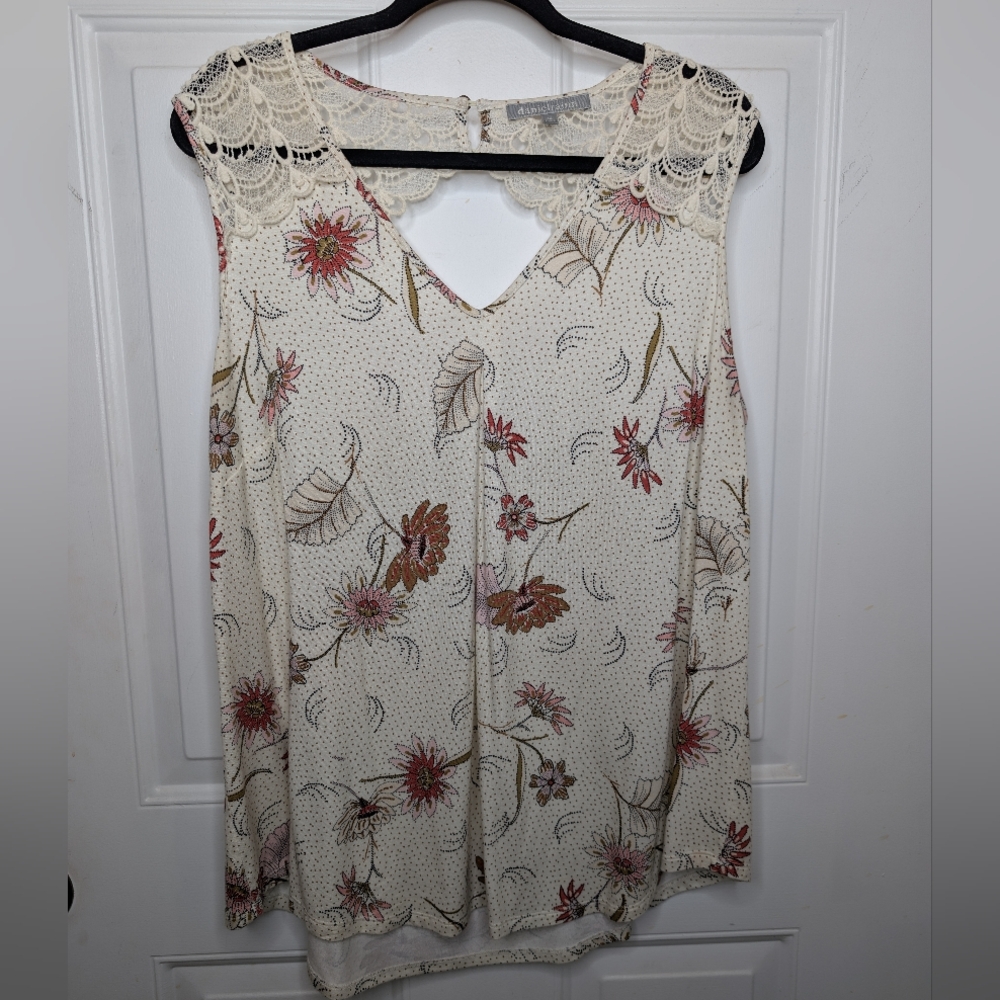 Daniel Rainn Cream Sleeveless Blouse with Cut Out Details